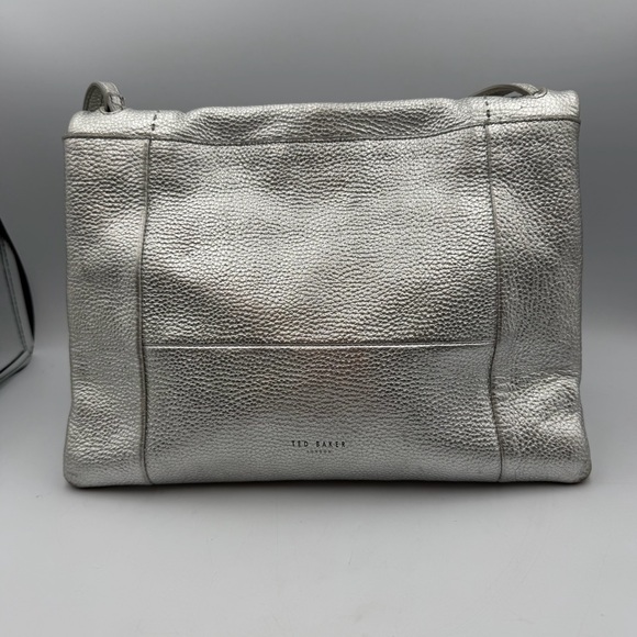 Ted Baker Silver Leather Shoulder Bag Pink Bow Lining main image 14